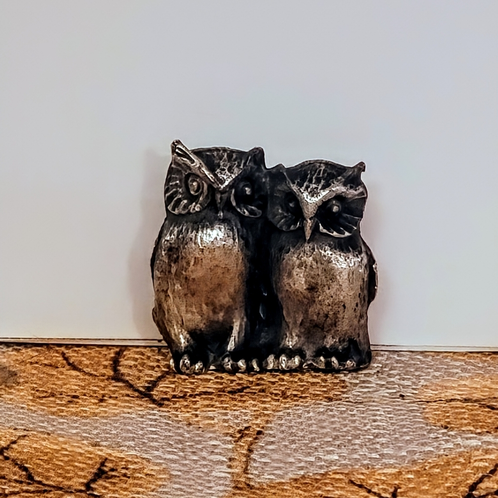 Owl Small Pewter Figurines Mini Owl Family Group Shelf Decor Set of 4 Vintage - Picture 2 of 12